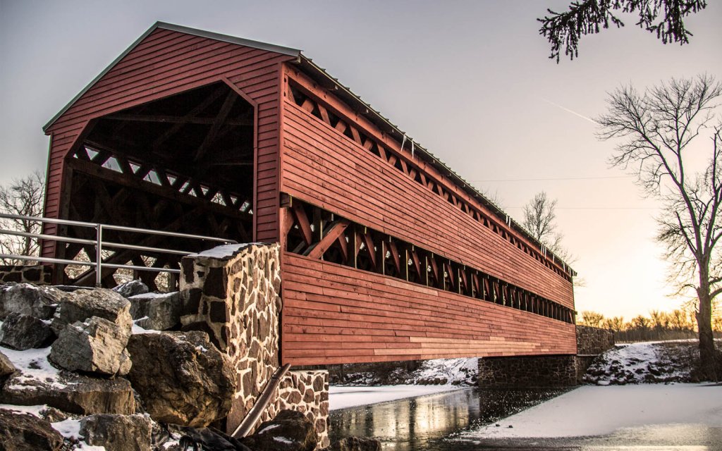 Spend A Day in Haunted Gettysburg Sachs Covered Bridge in Adams County, Pennsylvania.
